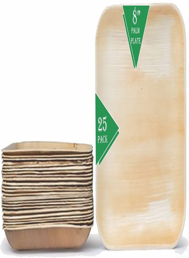 Perfectware Palm Leaf Plates Bamboo Plates Disposable 8 Inch Square (25 Pc) Compostable and Biodegradable Eco Friendly. - Image 1
