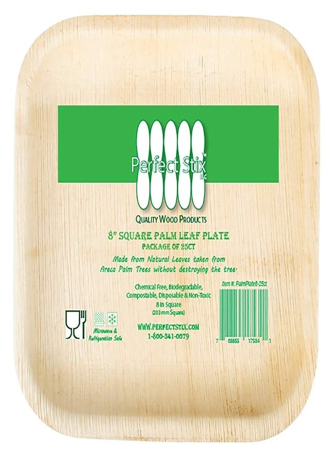 Perfectware Palm Leaf Plates Bamboo Plates Disposable 8 Inch Square (25 Pc) Compostable and Biodegradable Eco Friendly. - Image 2