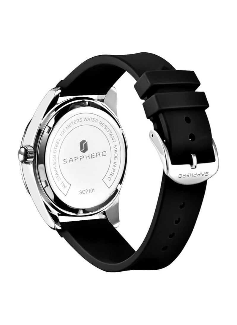 Sapphero - Mens Watches 10ATM Waterproof Watch for Men Japanese Quartz Stainless Steel/Silicone Band Strap Blue/Green Date Casual Business Wristwatch Gift for Men - Image 1