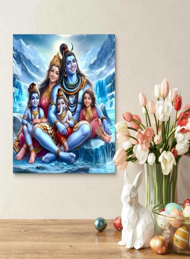 Cliths 12x12 Inch Lord Shiva Family Wall Art - Hindu Home Decor, Metal Spiritual Wall Hanging for Living Room, Pooja Room & Office - Tabletop Display - Lightweight Aluminum Sheet - Image 3