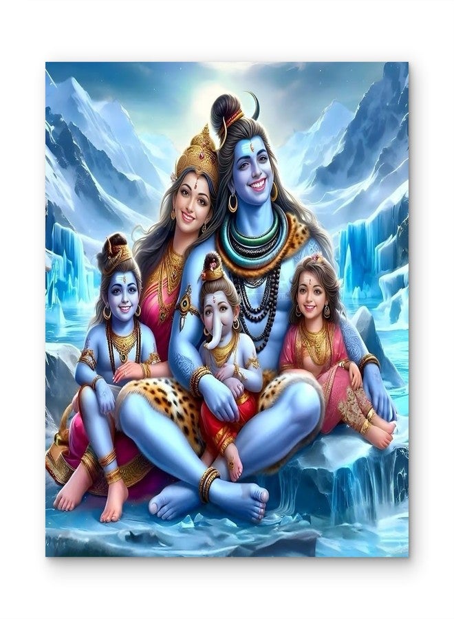 Cliths 12x12 Inch Lord Shiva Family Wall Art - Hindu Home Decor, Metal Spiritual Wall Hanging for Living Room, Pooja Room & Office - Tabletop Display - Lightweight Aluminum Sheet - Image 1
