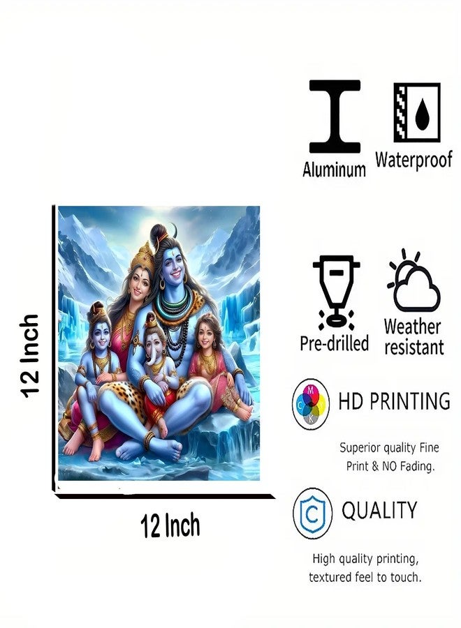 Cliths 12x12 Inch Lord Shiva Family Wall Art - Hindu Home Decor, Metal Spiritual Wall Hanging for Living Room, Pooja Room & Office - Tabletop Display - Lightweight Aluminum Sheet - Image 4