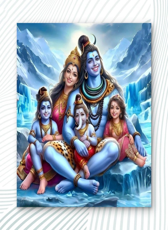 Cliths 12x12 Inch Lord Shiva Family Wall Art - Hindu Home Decor, Metal Spiritual Wall Hanging for Living Room, Pooja Room & Office - Tabletop Display - Lightweight Aluminum Sheet - Image 5