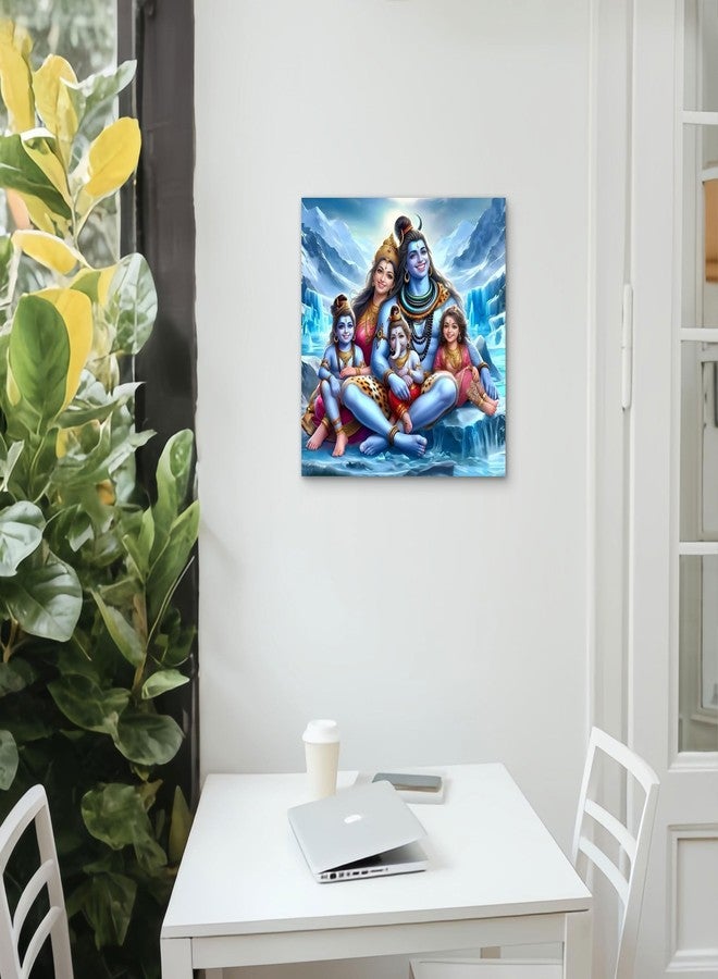 Cliths 12x12 Inch Lord Shiva Family Wall Art - Hindu Home Decor, Metal Spiritual Wall Hanging for Living Room, Pooja Room & Office - Tabletop Display - Lightweight Aluminum Sheet - Image 2