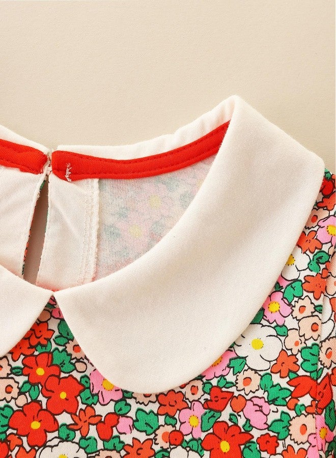 Bumeex Baby Toddler Girl's Dress Clothes Spring Fall Winter Long Sleeve Casual Cute Cotton Collar Dresses Clothing Outfits with Pockets Floral and Bunny 2t - Image 4