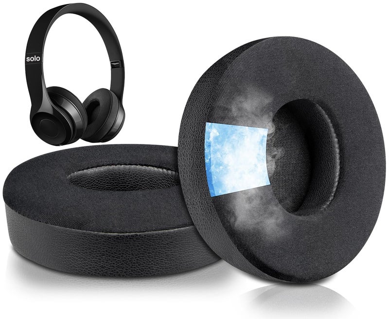 SoloWIT Cooling Gel Earpads Replacement for Beats Solo 2 & Solo 3 Wireless On-Ear Headphones, Ear Pads Cushions with High-Density Noise Isolation Foam, Added Thickness - Black - Image 1