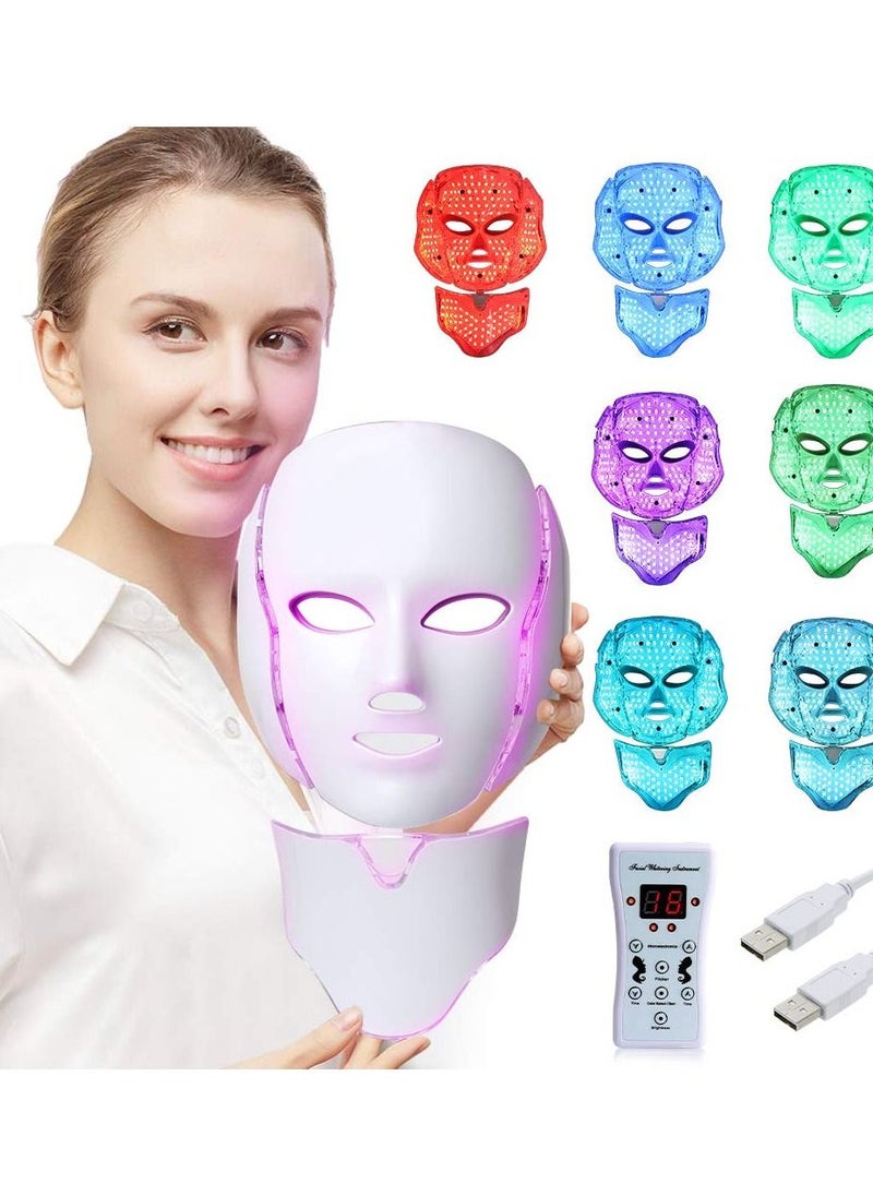 Generic - 7 Color LED Face Mask for Skin Rejuvenation ,Anti-Aging, Acne, Wrinkle Reduction, Fine Line Treatment ,Photon Therapy Facial Mask for Face & Neck ,Home Spa Beauty Light Therapy for Skin Tightening & Toning - Image 1