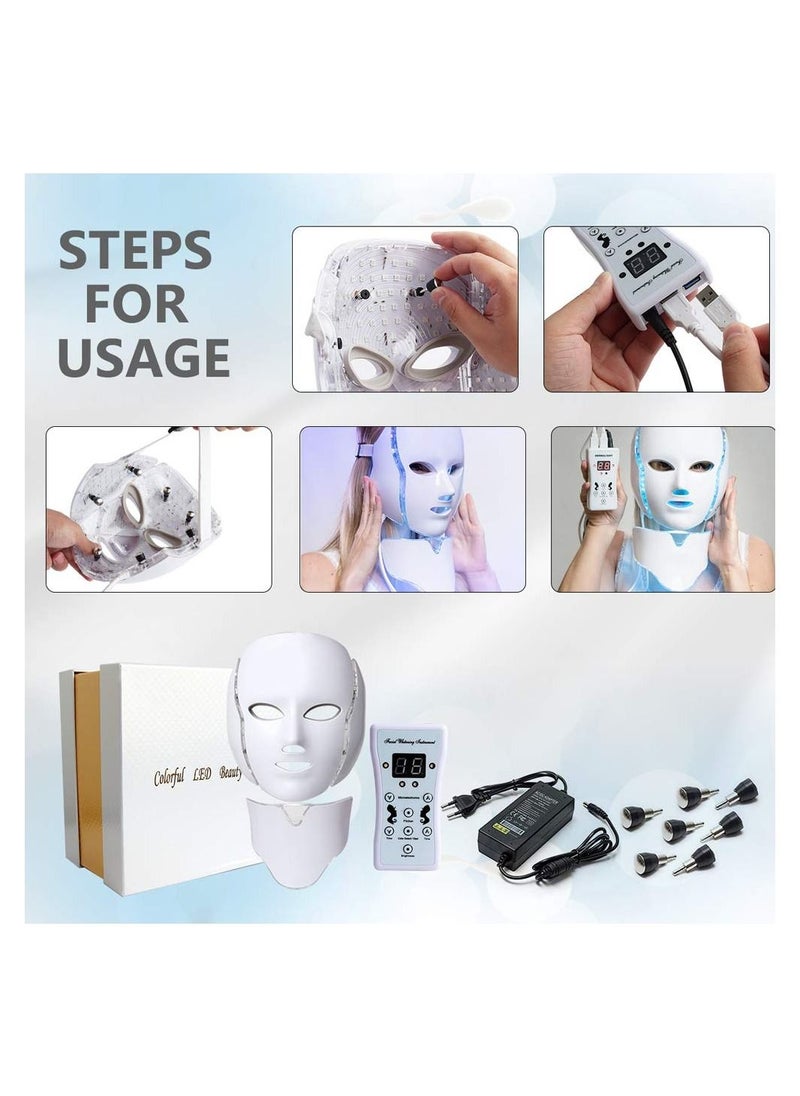 Generic - 7 Color LED Face Mask for Skin Rejuvenation ,Anti-Aging, Acne, Wrinkle Reduction, Fine Line Treatment ,Photon Therapy Facial Mask for Face & Neck ,Home Spa Beauty Light Therapy for Skin Tightening & Toning - Image 1