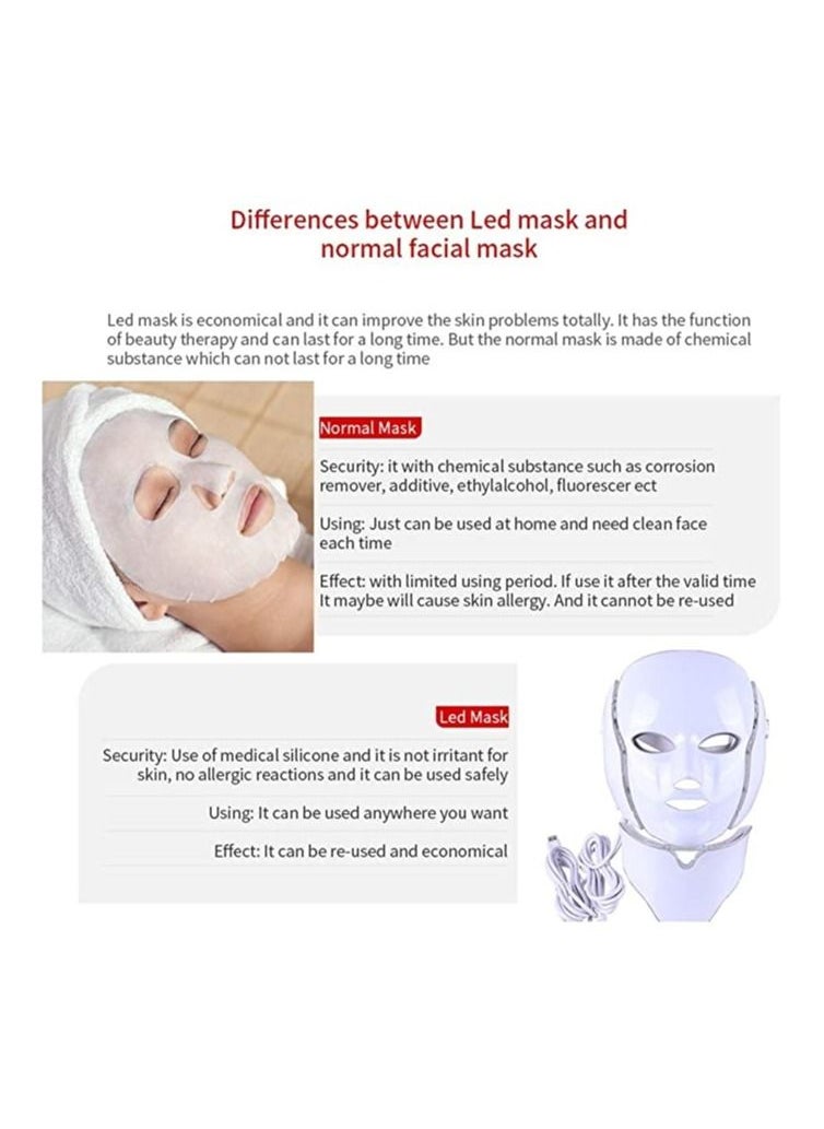 Generic - 7 Color LED Face Mask for Skin Rejuvenation ,Anti-Aging, Acne, Wrinkle Reduction, Fine Line Treatment ,Photon Therapy Facial Mask for Face & Neck ,Home Spa Beauty Light Therapy for Skin Tightening & Toning - Image 1