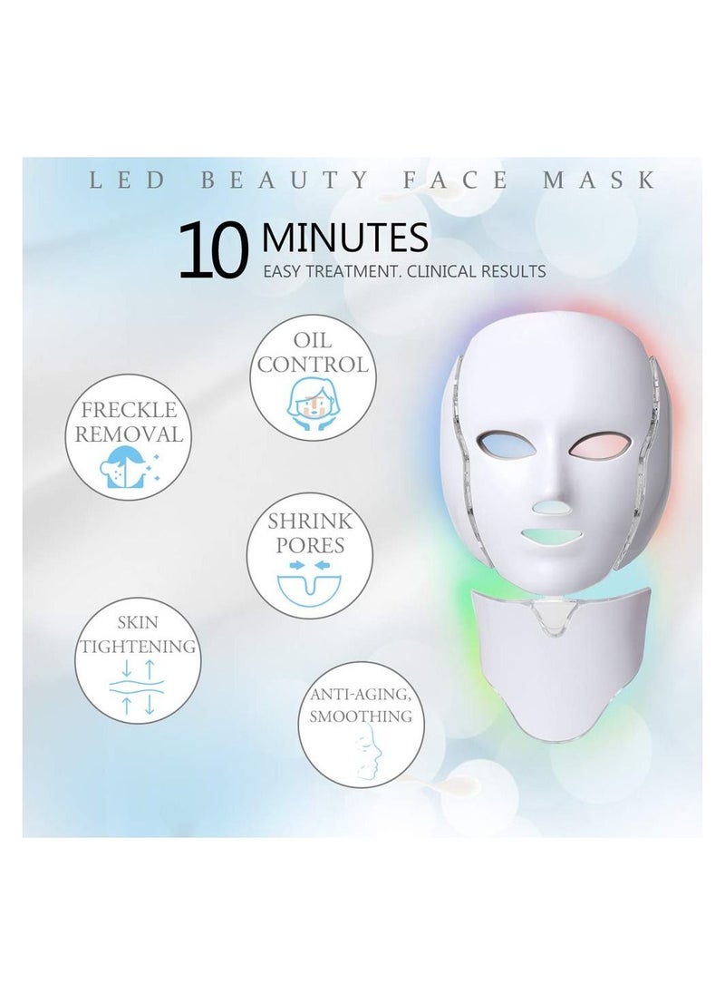Generic - 7 Color LED Face Mask for Skin Rejuvenation ,Anti-Aging, Acne, Wrinkle Reduction, Fine Line Treatment ,Photon Therapy Facial Mask for Face & Neck ,Home Spa Beauty Light Therapy for Skin Tightening & Toning - Image 1