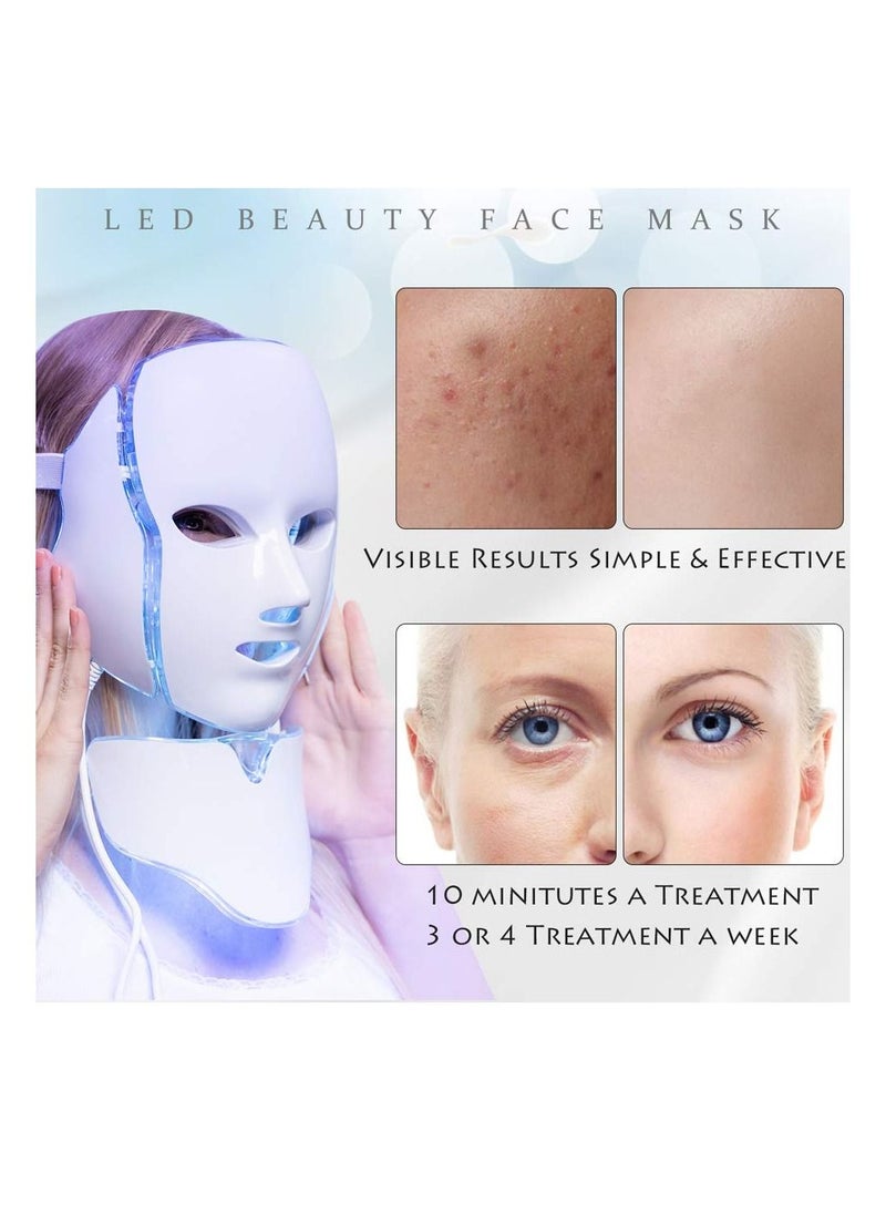 Generic - 7 Color LED Face Mask for Skin Rejuvenation ,Anti-Aging, Acne, Wrinkle Reduction, Fine Line Treatment ,Photon Therapy Facial Mask for Face & Neck ,Home Spa Beauty Light Therapy for Skin Tightening & Toning - Image 1