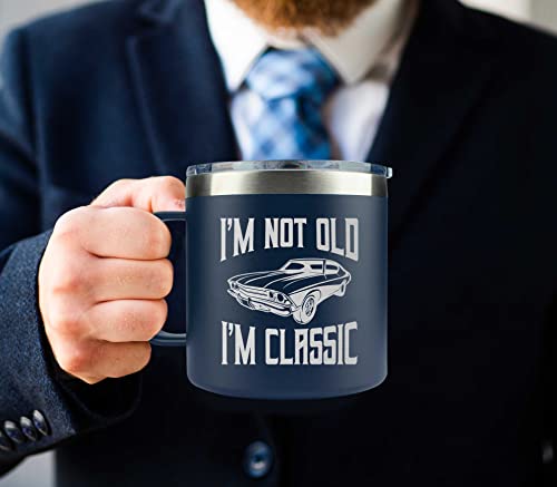 AMAZPRINTS Gifts for Dad from Daughter, Son, Kids on Fathers Day, Christmas - Grandpa Gifts for Christmas - Birthday gifts for Grandpa - Dad Birthday gifts - Funny Mug 14oz, Navy Insulated Stainless Steel - Image 2
