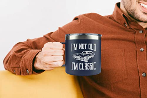 AMAZPRINTS Gifts for Dad from Daughter, Son, Kids on Fathers Day, Christmas - Grandpa Gifts for Christmas - Birthday gifts for Grandpa - Dad Birthday gifts - Funny Mug 14oz, Navy Insulated Stainless Steel - Image 5