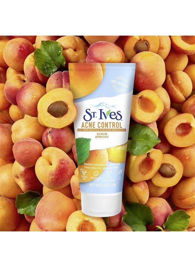 ST. Ives Acne Control Face Scrub Deeply Exfoliates and Prevents Acne for Smooth, Glowing Skin Apricot Made with Oil-Free Salicylic Acid Acne Medication, Made with 100% Natural Exfoliants 6 oz 4 Count - Image 2