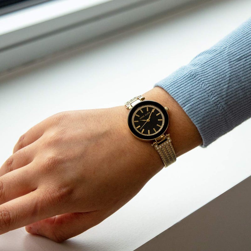 Anne Klein Women's Premium Crystal-Accented Watch with Gold-Tone Mesh Bracelet - Image 2