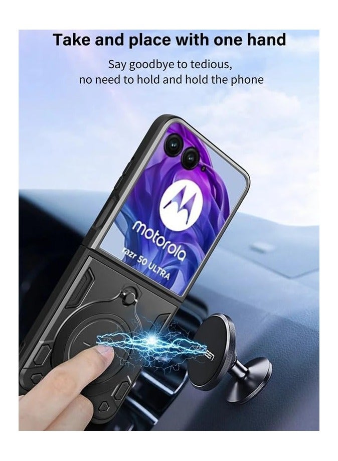 Motorola Moto Razr 50 Ultra Case with 360°Rotatable Ring Stand,【Compatible with Mag-Safe】Military Grade Heavy Duty Protective Case - Image 2