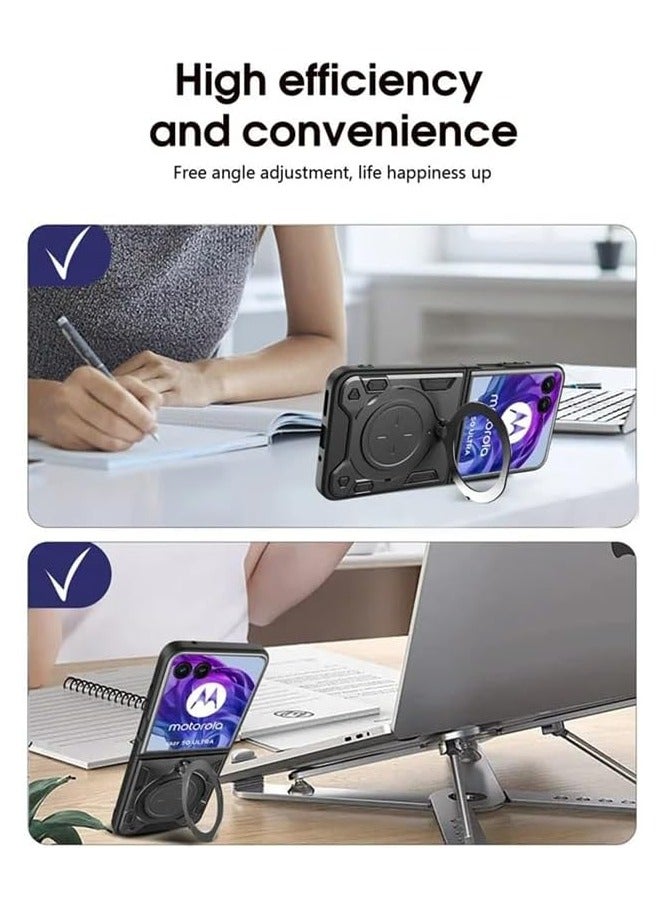 Motorola Moto Razr 50 Ultra Case with 360°Rotatable Ring Stand,【Compatible with Mag-Safe】Military Grade Heavy Duty Protective Case - Image 3