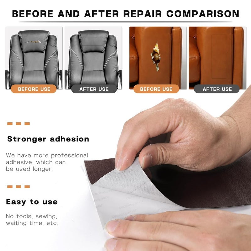 HZYH Self Adhesive Leather Repair Tape 3×60 in Waterproof Patch for Sofa Car Seat Furniture Vinyl Repair Easy Cut Apply - Image 3