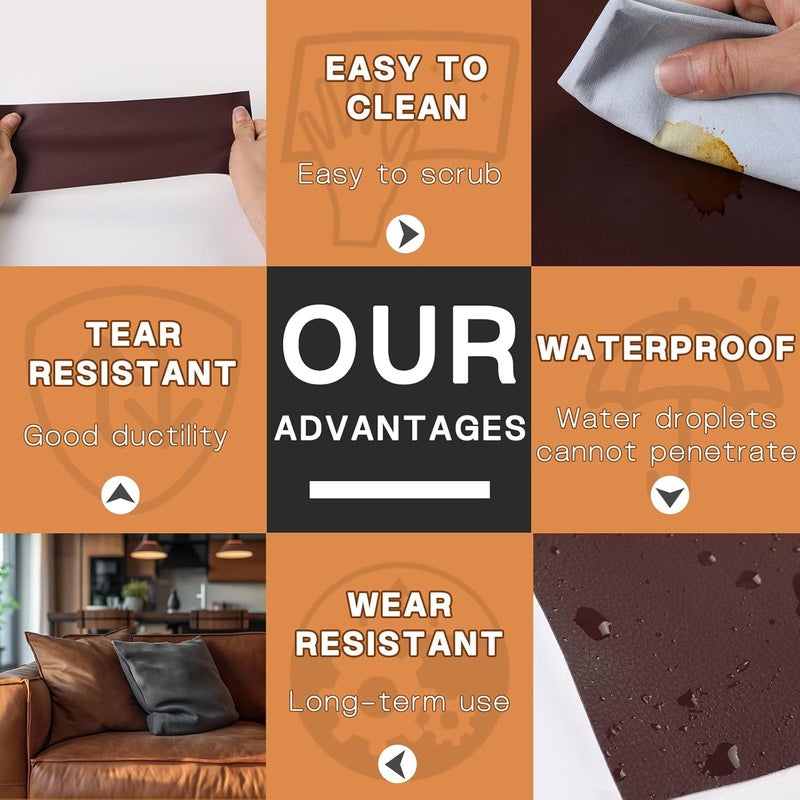 HZYH Self Adhesive Leather Repair Tape 3×60 in Waterproof Patch for Sofa Car Seat Furniture Vinyl Repair Easy Cut Apply - Image 5
