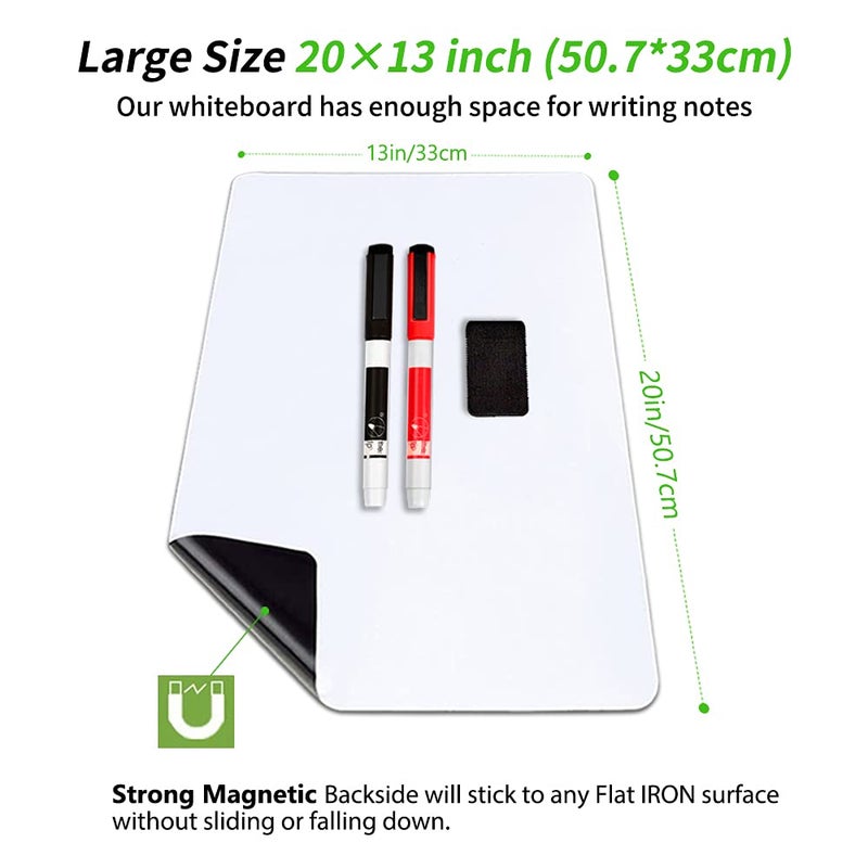 ANLIOTE Magnetic Dry Erase Board Fridge White Board Sheet 20 x13 inch, Flexible Large Refrigerator Magnets Whiteboard Planner for Home Kitchen, 2 Markers and Eraser - Image 5