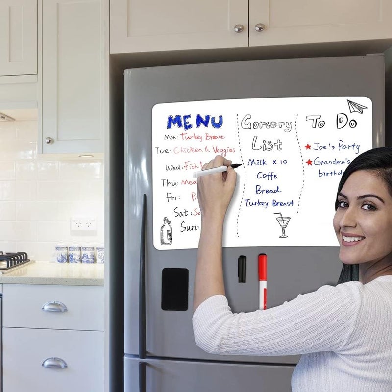 ANLIOTE Magnetic Dry Erase Board Fridge White Board Sheet 20 x13 inch, Flexible Large Refrigerator Magnets Whiteboard Planner for Home Kitchen, 2 Markers and Eraser - Image 2