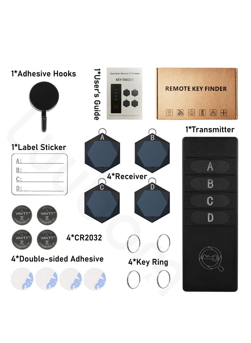 Generic - Quick Key Viewer Remote Finder 80DB+, Luubom Tracking Devices, Item Locator Tags with 164ft, Wireless Locator for Finding Wallet Phone Glasses Key, 1 RF Transmitter & 4 Receivers - Image 1