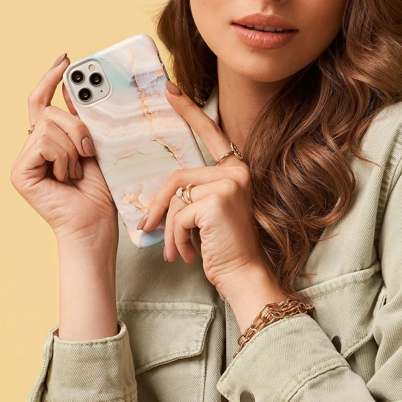 Burga  Luxury Gold Glitter Marble Phone Case Compatible with Samsung S23 Ultra  Double Layer Silicone Protective Case Ocean Waves Pastel Hues  | Best Price UAE