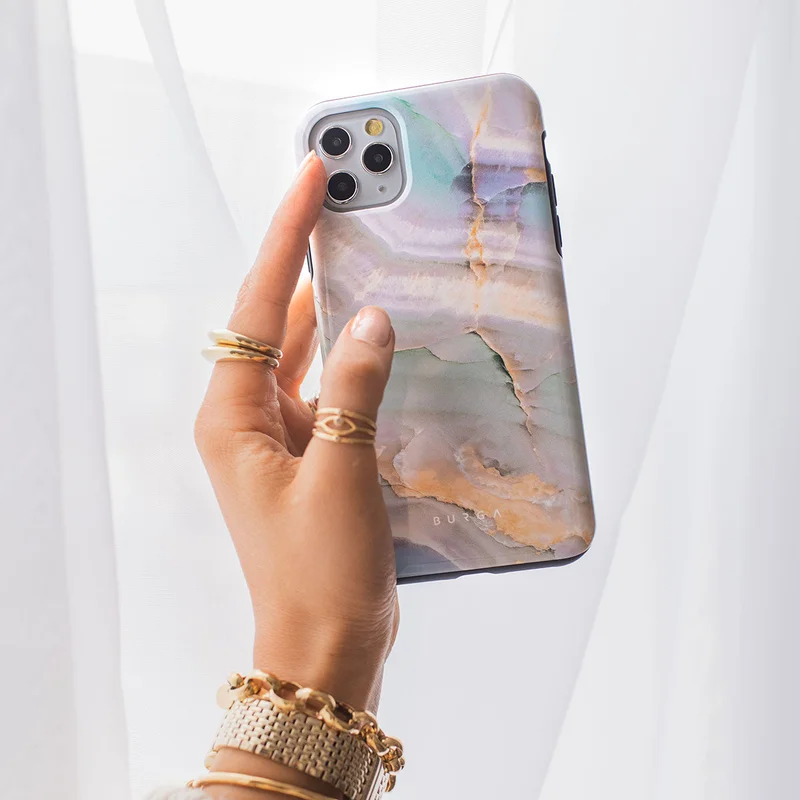 Burga  Luxury Gold Glitter Marble Phone Case Compatible with Samsung S23 Ultra  Double Layer Silicone Protective Case Ocean Waves Pastel Hues  | Best Price UAE