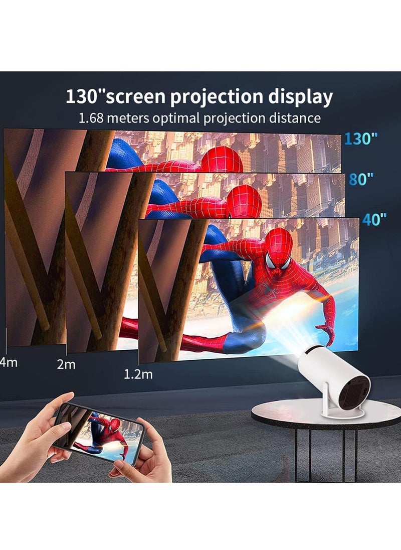 JAJEEK Mini Projector, Portable 4K/200 Projector with 2.4/5G WiFi & Bluetooth, Auto Keystone Correction, 40"-130" Screen, 180° Flip, Compact Round Design Movie Projector (White) for Home, Outdoor, Office, and Entertainment  - Image 4
