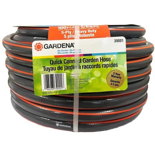 GARDENA (39100) 100 Foot 5/8" Heavy-Duty Quick Connect Hose, Heavy-Duty 5-Ply Design, Includes Quick Connectors and Adadpters, Kink-Resistant - Image 2