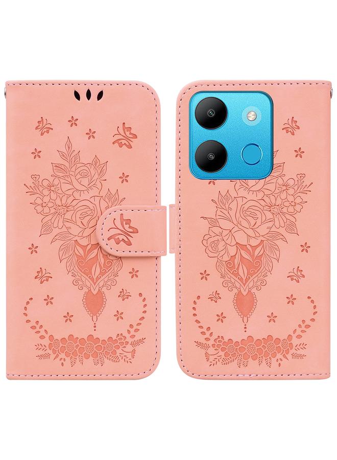 S-TOP Case For Infinix Smart 7 African Butterfly Rose Embossed Leather Phone Case - Image 1