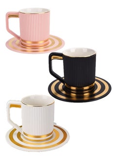 Set of 3 Ergonomically Designed Fade-Proof Comfortable Grip Cup And Saucer