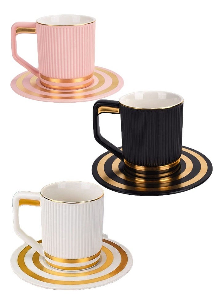 KLNAMAEAAN - Set of 3 Ergonomically Designed Fade-Proof Comfortable Grip Cup And Saucer - Image 1