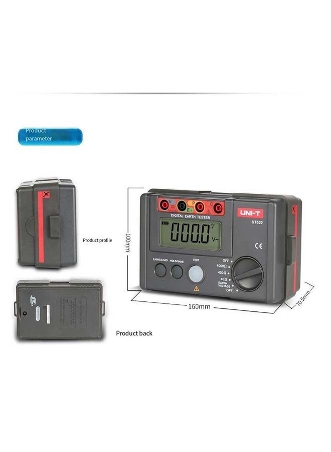 UT522 اختبار مقاومة الأرض قياس مقاومة الأرض 0 ~ 4000Ω 0 ~ 400 فولت 50 هرتز/60 هرتز عدد 4000