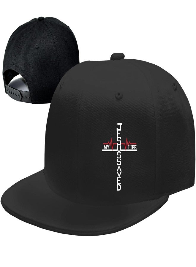FACITE Flat Bill Hats for Men Christian Hat for Mens Jesus Cross Snapback Hats for Men Black Baseball Cap Adjustable Cool Fitted Workout Gym Trucker Hat for Mens Hip Hop Gift Accessories - Image 1