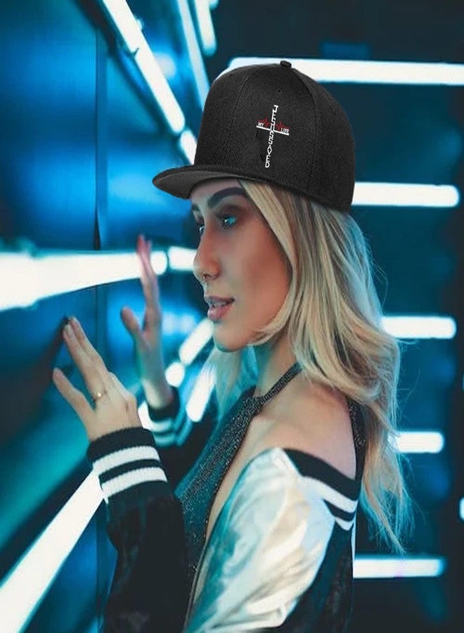 FACITE Flat Bill Hats for Men Christian Hat for Mens Jesus Cross Snapback Hats for Men Black Baseball Cap Adjustable Cool Fitted Workout Gym Trucker Hat for Mens Hip Hop Gift Accessories - Image 4