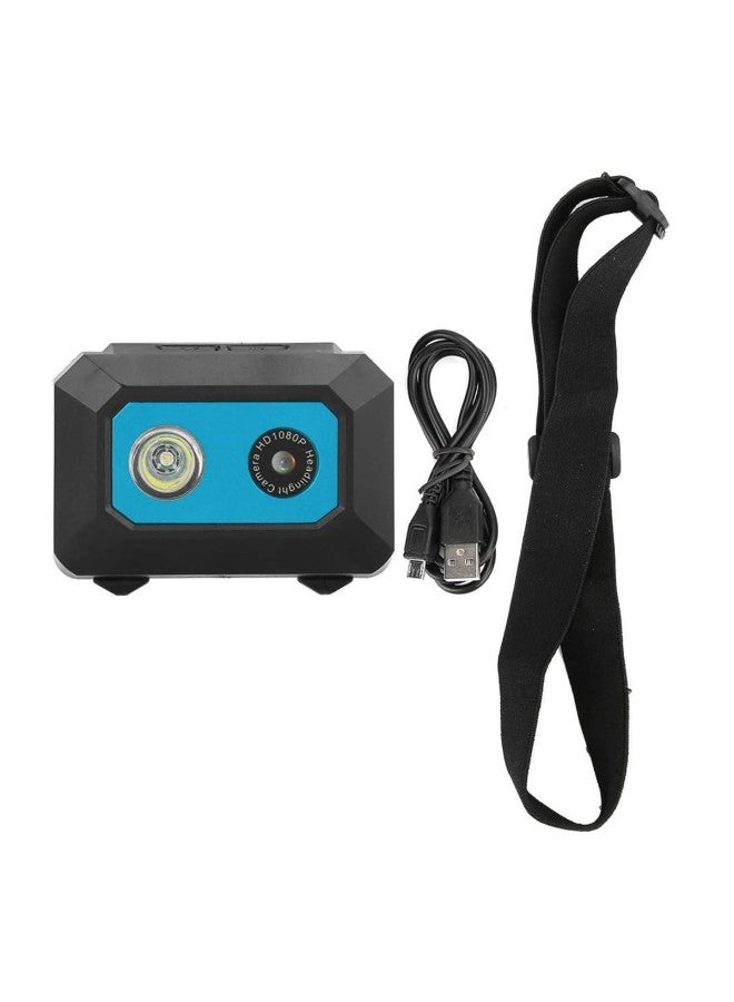 F18 Head-mounted Outdoor Riding Sports Camera Recorder Strong Light Lighting 1080P HD Camera Photo-Color:Blue F18 Headlight - Image 1