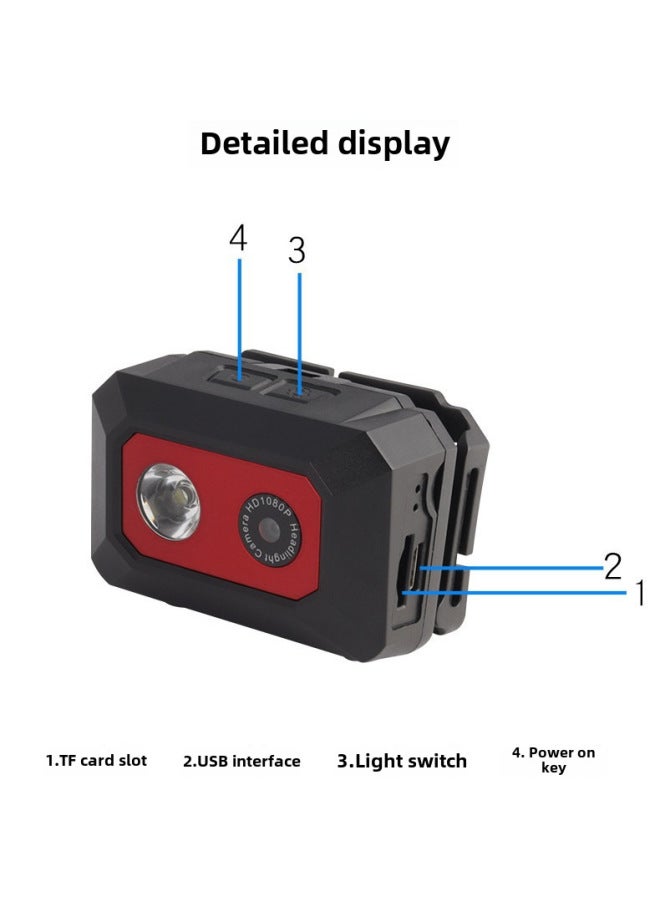 F18 Head-mounted Outdoor Riding Sports Camera Recorder Strong Light Lighting 1080P HD Camera Photo-Color:Blue F18 Headlight - Image 5