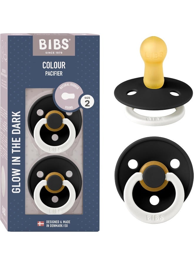 BIBS لهايات BIBS | لهاية أطفال من المطاط الطبيعي | مجموعة من 2 لهاية خالية من BPA | مصنوعة في الدنمارك | ليلة سوداء | الحجم 6-18 شهرًا - Image 1