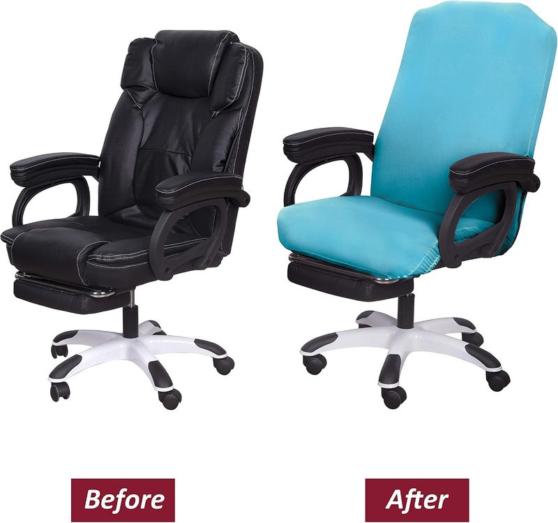 SARAFLORA Office Chair Cover- Large, Teal- Removable Computer Chair Cover for Office Chair with Zipper for Universal Rotating Chair Desk Chair Cover High Back Chair Seat Washable Protector for Pets - Image 5
