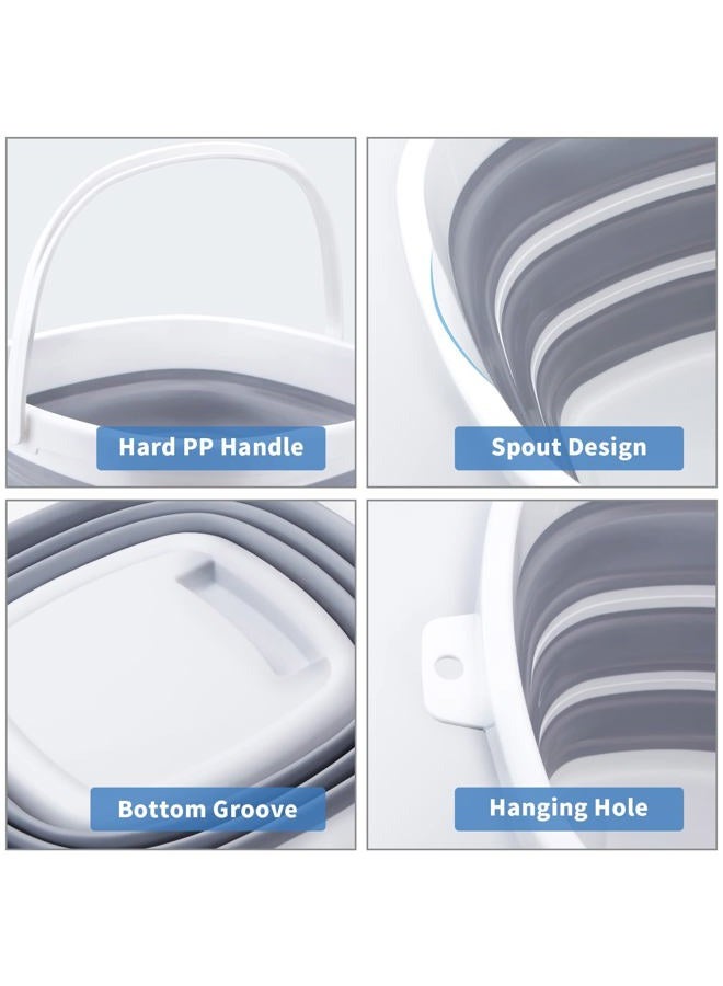 Craftend Collapsible Bucket 10L 2.6 Gallon Cleaning Bucket Mop Bucket Folding Foldable Portable Small Plastic Water Supplies for Outdoor Garden Camping Fishing Car Wash Space Saving Grey Square - Image 5
