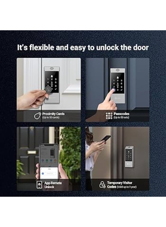 إيزفيز قفل الباب الذكي EZVIZ DL04 Pro - قفل ذكي 5 في 1 للدخول بدون مفتاح مع إمكانية الوصول ببصمة الإصبع، وبلوتوث وواي فاي، وإشعارات فورية، ووضع الخصوصية - Image 3