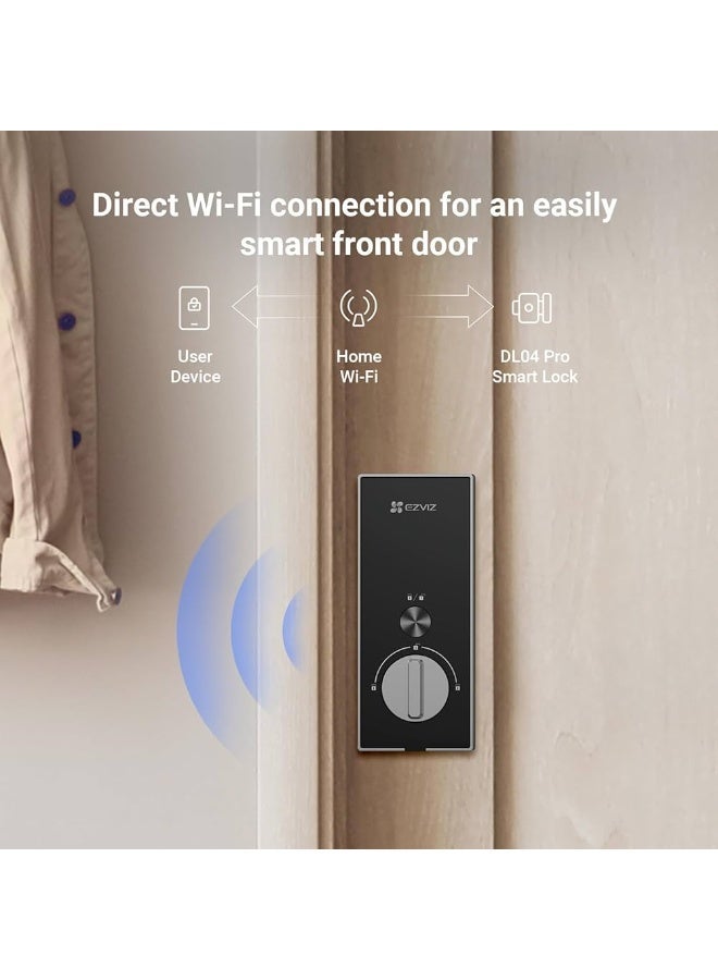 إيزفيز قفل الباب الذكي EZVIZ DL04 Pro - قفل ذكي 5 في 1 للدخول بدون مفتاح مع إمكانية الوصول ببصمة الإصبع، وبلوتوث وواي فاي، وإشعارات فورية، ووضع الخصوصية - Image 4