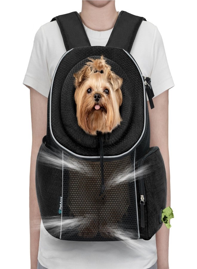 PetAmi Dog Front Carrier Backpack, Ventilated Adjustable Dog Pet Cat Chest Carrier Backpack, Dog Carrier for Hiking Camping Travel, Small Dog Puppy Medium Cat Carrying Bag, Max 14 lbs, Black - Image 1
