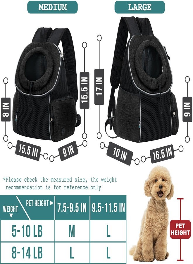 PetAmi Dog Front Carrier Backpack, Ventilated Adjustable Dog Pet Cat Chest Carrier Backpack, Dog Carrier for Hiking Camping Travel, Small Dog Puppy Medium Cat Carrying Bag, Max 14 lbs, Black - Image 3