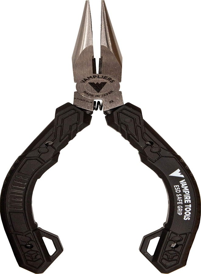VAMPLIERS 5.5" Mini Precision Long Nose Pliers. Made in Japan. Needle Tip, Serrated Jaws, Wire Cutter & ESD Safe Grip. For Precision Work on PCB/SMD Electronics & PC Components/Electronic Repairs. - Image 5