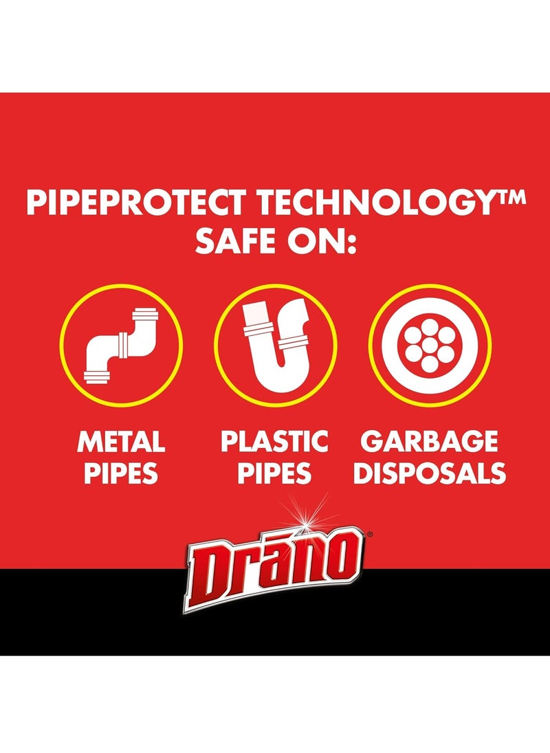 Drano مزيل الانسدادات Drano: 80 أونصة قوية لتنظيف البالوعات، منظف البالوعات، محلول السباكة، منظف البالوعات عالي التحمل، مزيل انسداد البالوعات، منظف الأنابيب، صيانة البالوعات  - Image 4