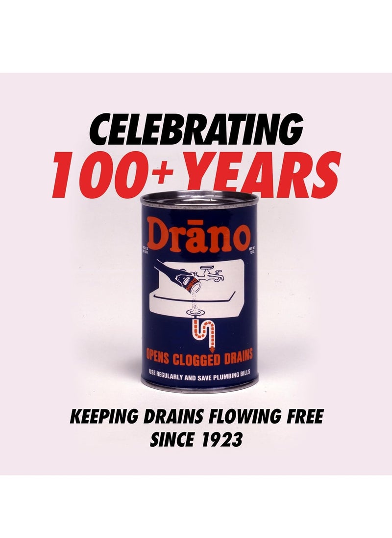 Drano - مزيل الانسدادات Drano: 80 أونصة قوية لتنظيف البالوعات، منظف البالوعات، محلول السباكة، منظف البالوعات عالي التحمل، مزيل انسداد البالوعات، منظف الأنابيب، صيانة البالوعات - Image 1