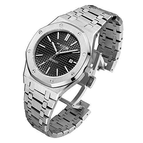 FEICE Mens Watches Mechanical Automatic Watch 5ATM Waterproof Stainless Steel Luxury Watches Casual Business Wristwatch Dress Watch for Men FM019 Black - Image 2