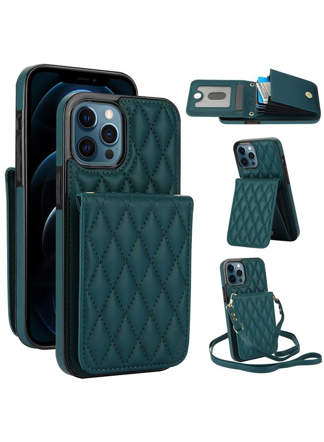 Zaboon Case For iPhone 12 Pro Max YM015 Crossbody Rhombic Card Bag RFID Phone Case - Image 1